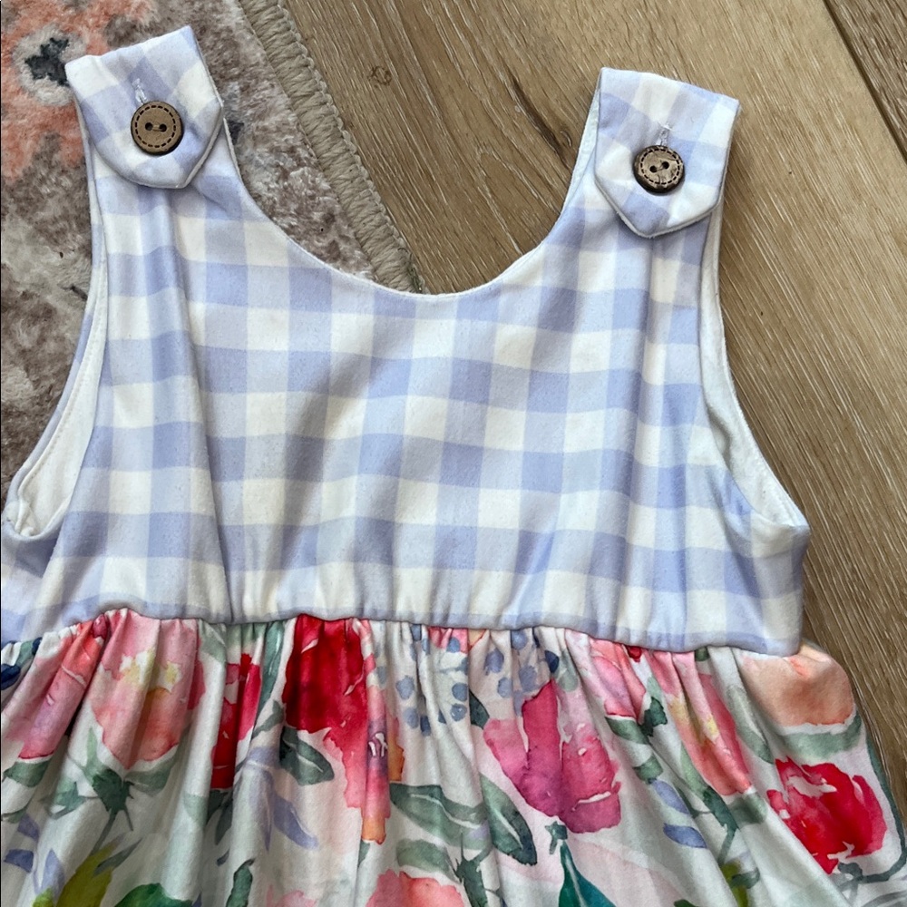 Cheeky Plum Floral and Gingham Baby Dress with Leggings 4T - Picture 6 of 9